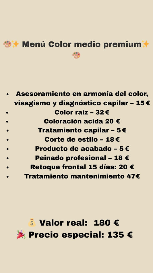 menu color medio premium